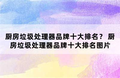 厨房垃圾处理器品牌十大排名？ 厨房垃圾处理器品牌十大排名图片